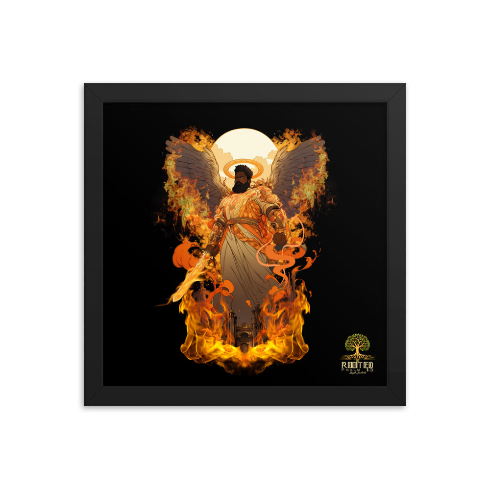Guardian of the Kingdom – Flaming Angel Framed Poster | Inspired by Revelation