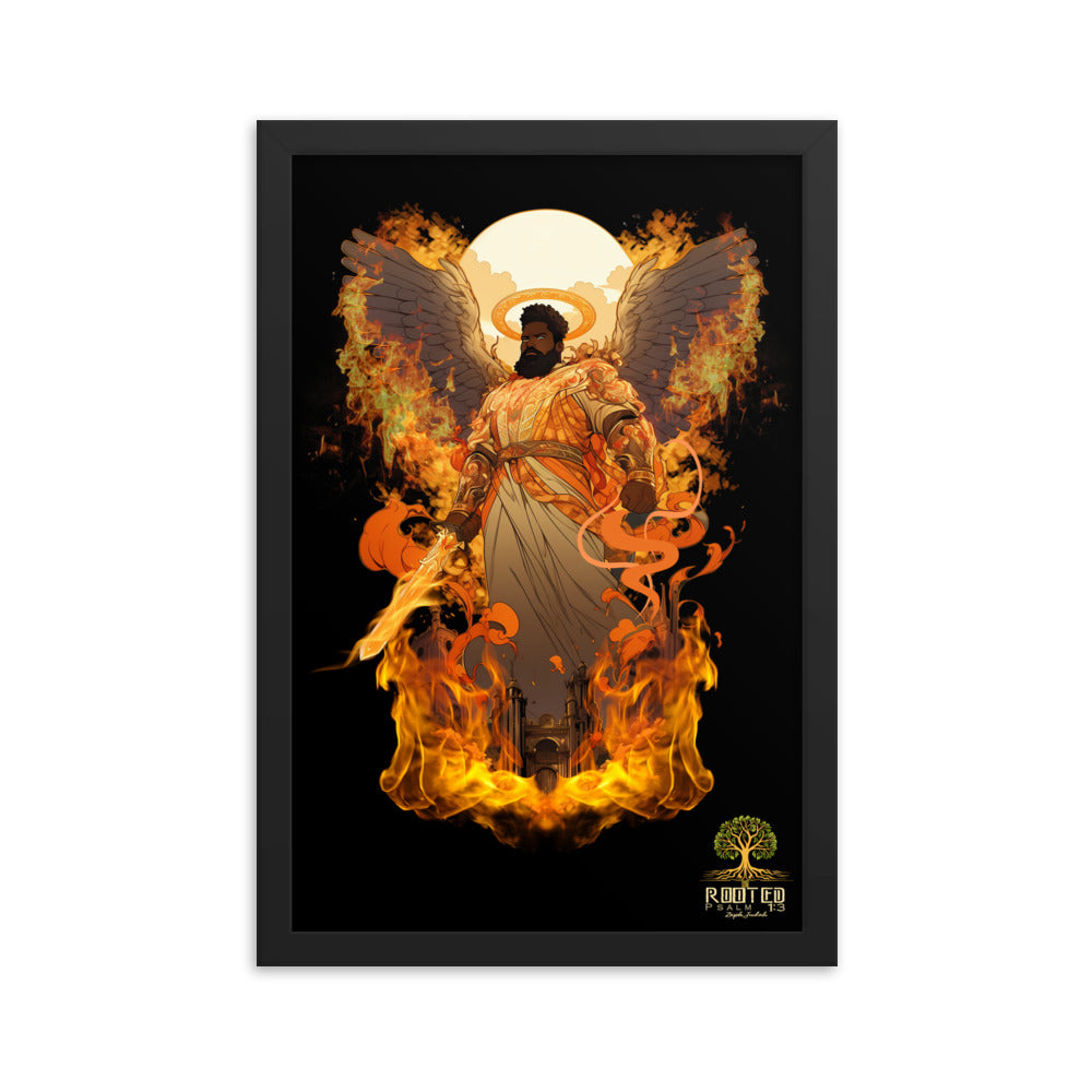 Guardian of the Kingdom – Flaming Angel Framed Poster | Inspired by Revelation