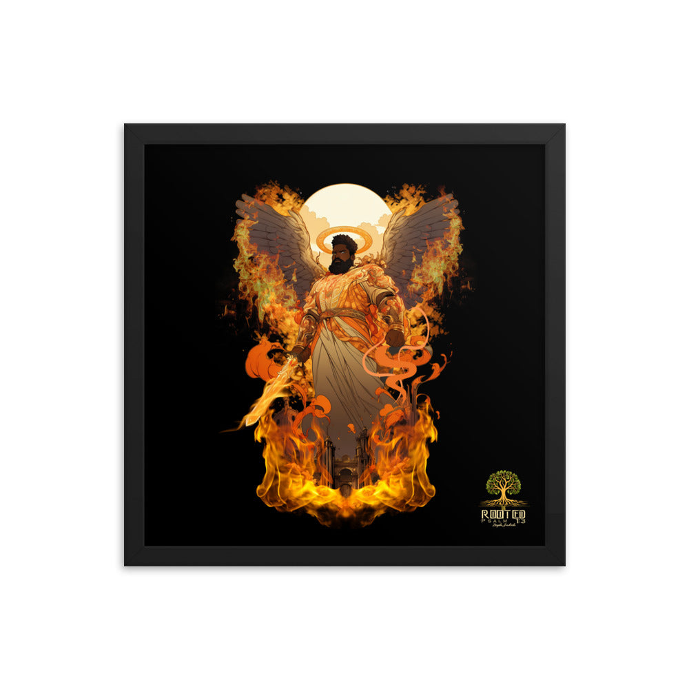 Guardian of the Kingdom – Flaming Angel Framed Poster | Inspired by Revelation