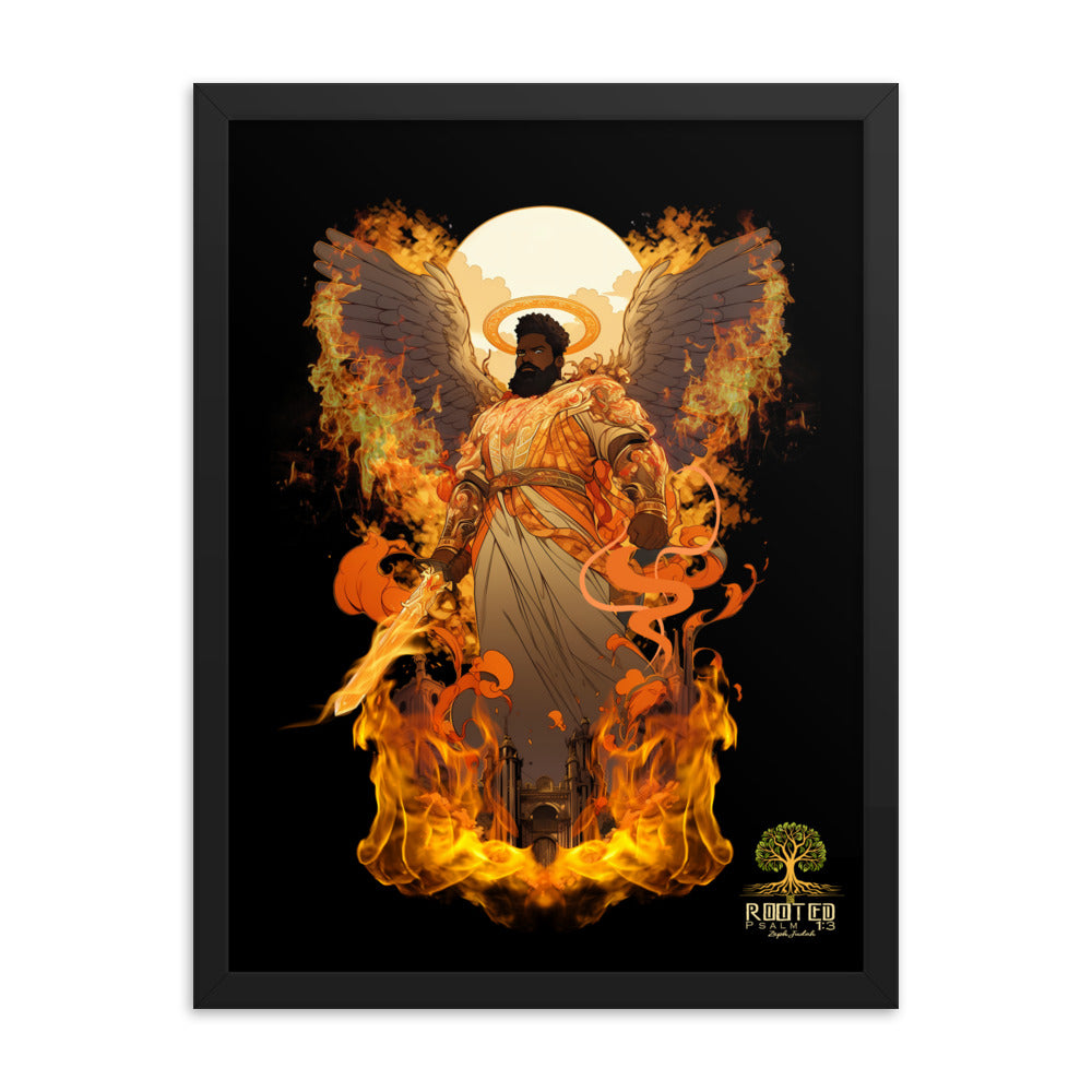Guardian of the Kingdom – Flaming Angel Framed Poster | Inspired by Revelation