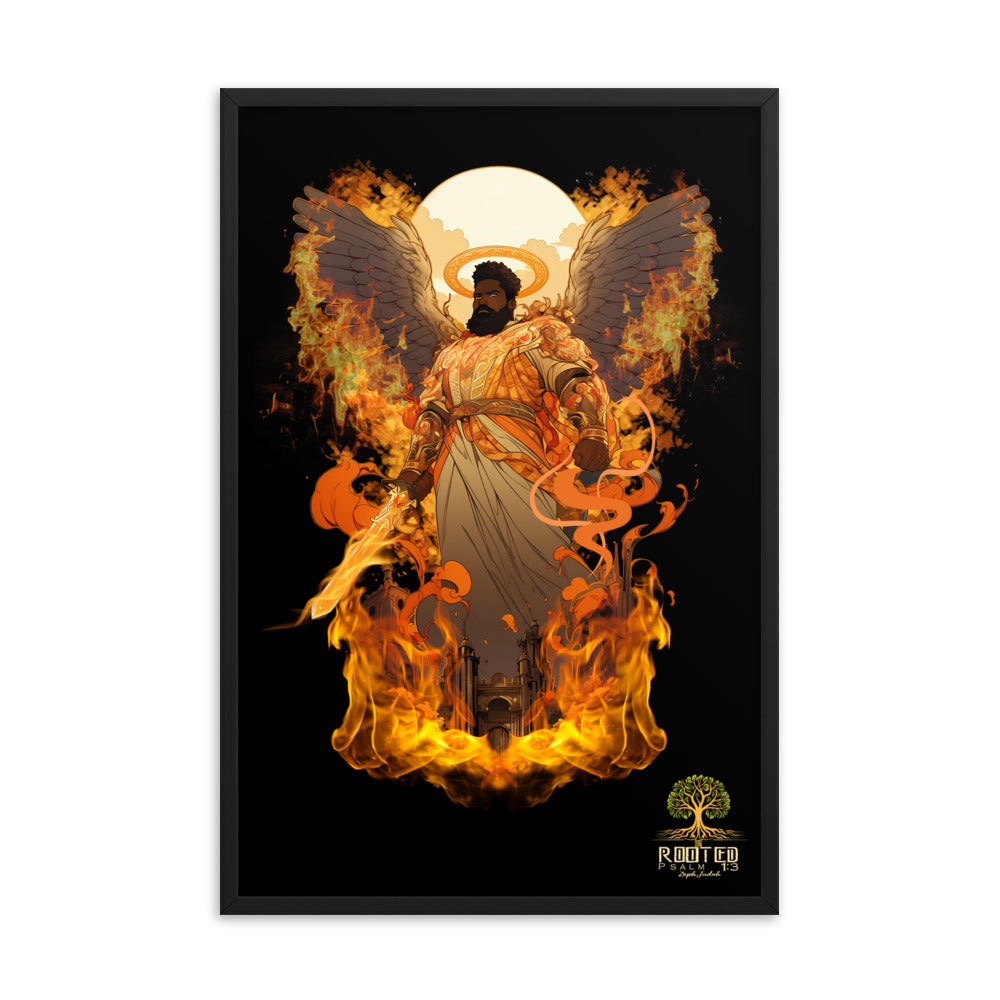 Guardian of the Kingdom – Flaming Angel Framed Poster | Inspired by Revelation